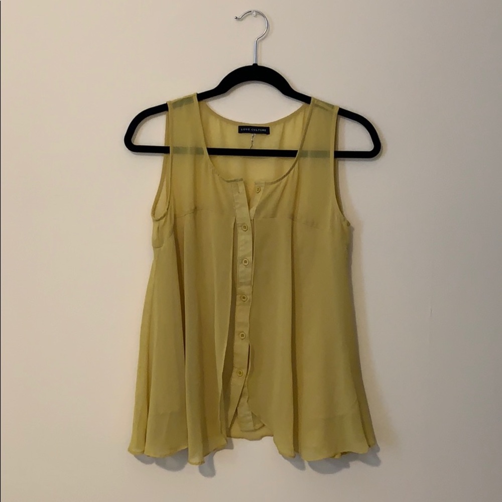 Love Culture - Yellow Chiffon tank